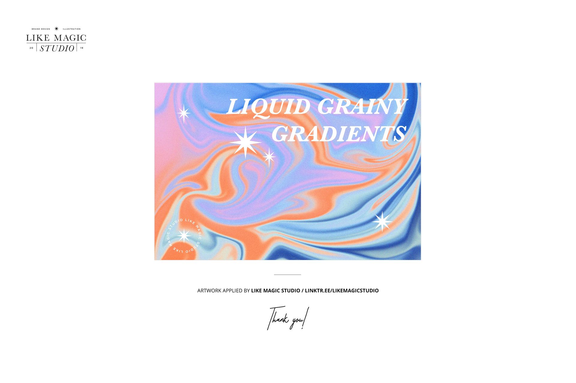 Curved cake box mockup featuring a pastel liquid grainy gradient design with white star accents, front view.