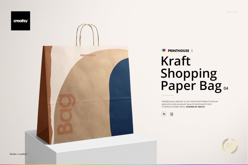 Kraft Shopping Paper Bag 4 Mockup Set - mockup screenshot 1