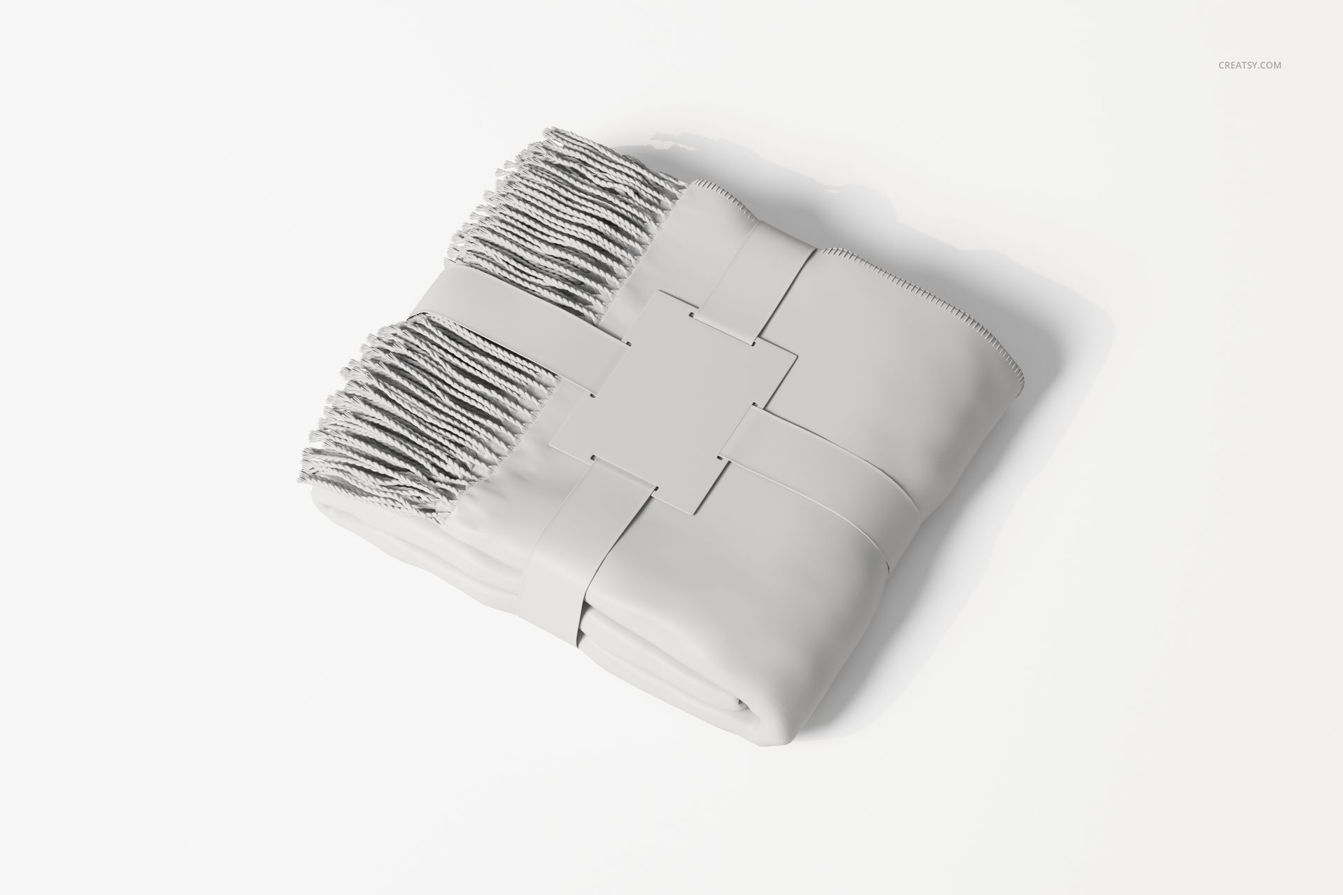 Folded Fringe Blanket with Label 3D Model - mockup screenshot 4