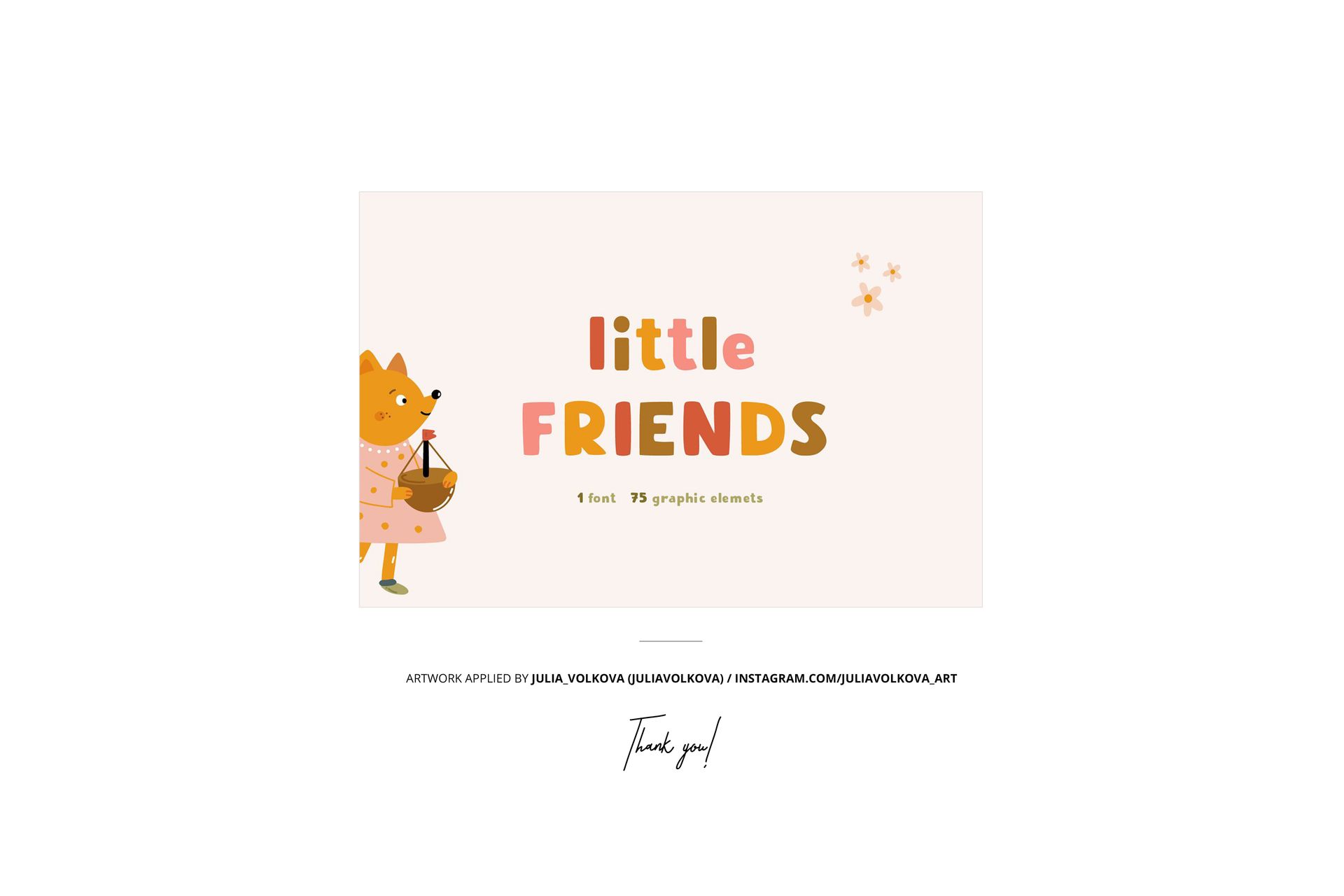 PSD mockup scene with a whimsical fox, stylized text, and minimal star accents, designed for kids and babies graphics.