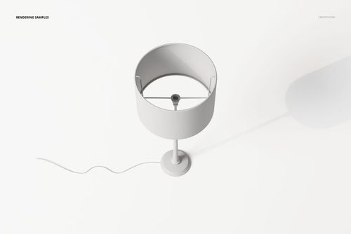 Minimalist table lamp with a round shade and slender base, shown from a top angle on a white background.