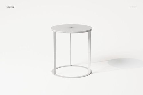 Round modern coffee table with thin legs and minimalist wireframe design, shown from a front angle on a white background.