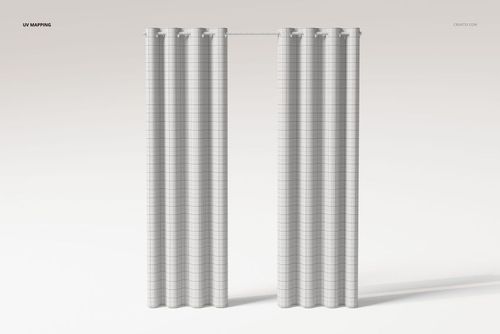 Front view of single panel eyelet curtains with a subtle grid pattern, displayed against a plain background.