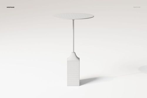 Modern pedestal coffee table 3D model with a round tabletop and slim central support, shown in wireframe on a plain background.