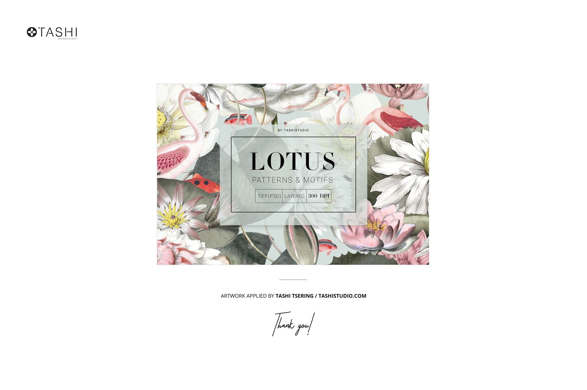 Square candle mockup with a floral-patterned label, front view, featuring pink and white flowers and green leaves.