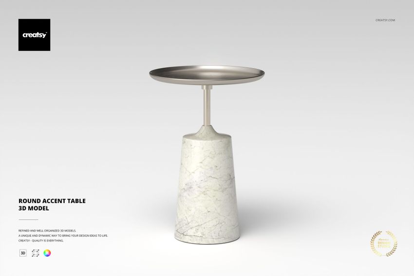 Round Accent Table 3D Model - mockup screenshot 1
