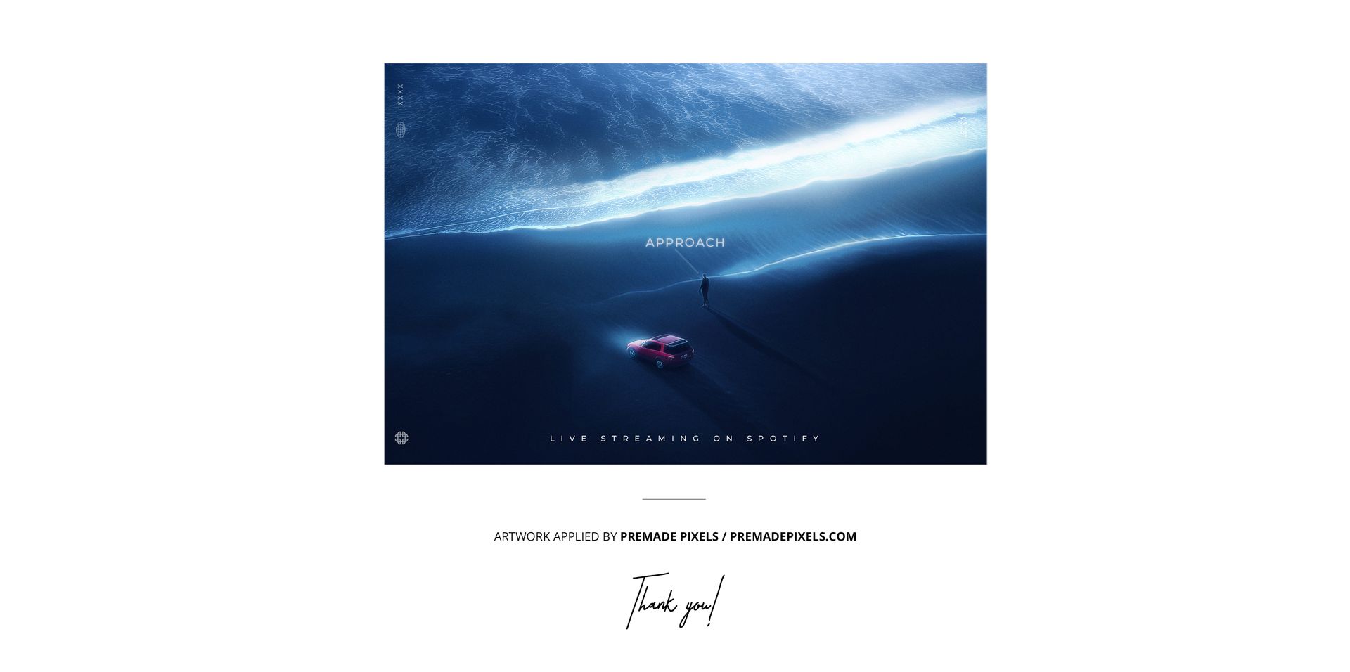 Vinyl record mockup set featuring a DJ edition design, shown with a dramatic ocean wave and a red car from a top view.