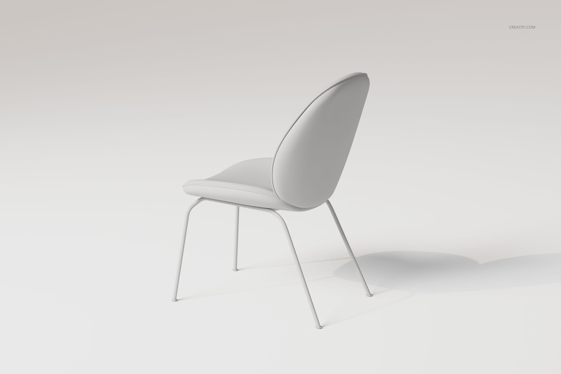 Modern dining chair with a curved backrest and slim metal legs, shown in a light gray color on a plain background.