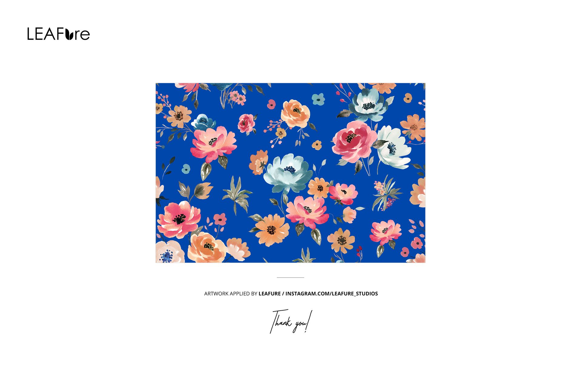 Cotton fabric mockup featuring a closeup of blue material with vibrant floral patterns in pink, orange, and green.