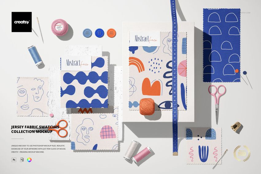 Jersey Fabric Swatches Collection Mockup - mockup screenshot 1