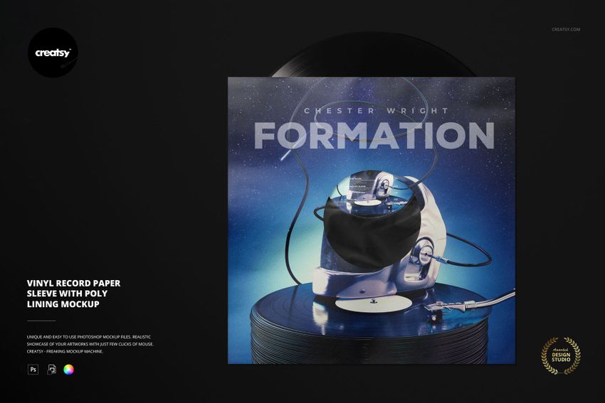 Vinyl Record Paper Sleeve with Poly Lining Mockup - mockup screenshot 1