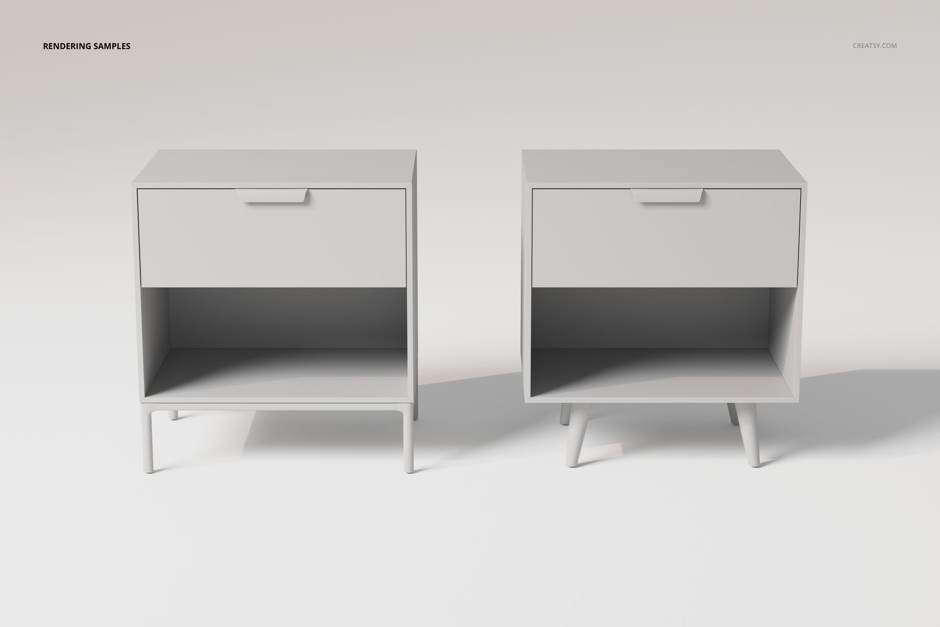 Mid-Century Modern Night Stands 3D Model - mockup screenshot 2