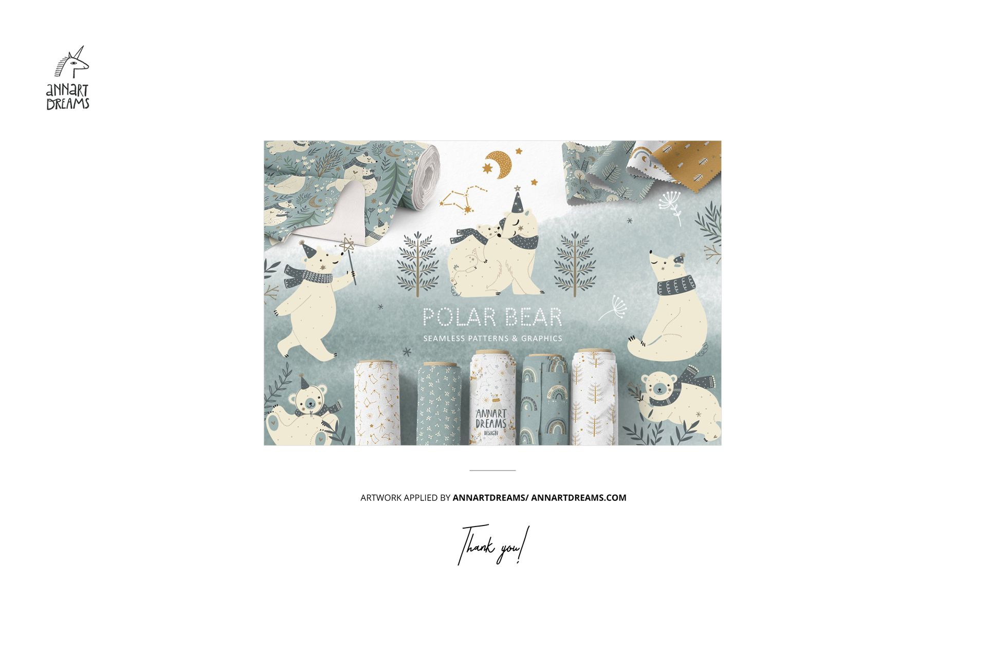 Front view of footed baby leggings mockup with polar bear and forest patterns in soft pastel colors on a light background.