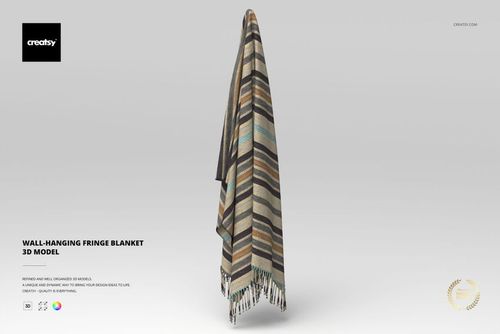 Wall-Hanging Fringe Blanket 3D Model - mockup preview 1