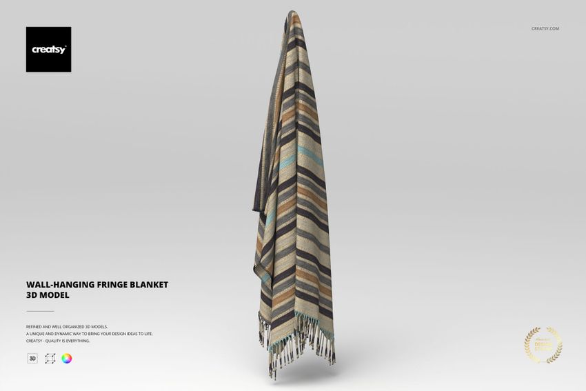Wall-Hanging Fringe Blanket 3D Model - mockup screenshot 1