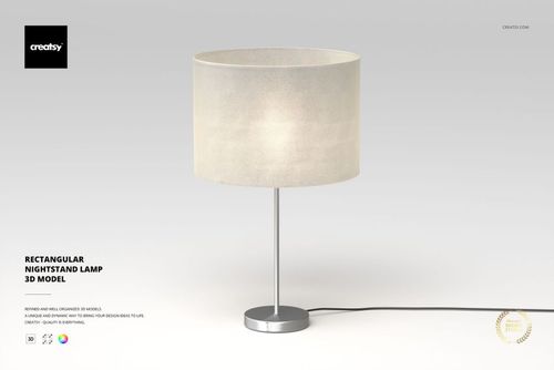 Rectangular Nightstand Lamp 3D Model - mockup preview 1