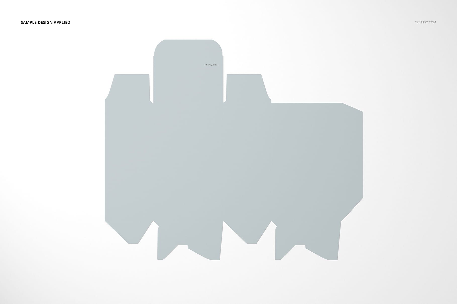 Die-cut outline of a tuck top crash lock box mockup displayed flat in light gray against a plain white surface.
