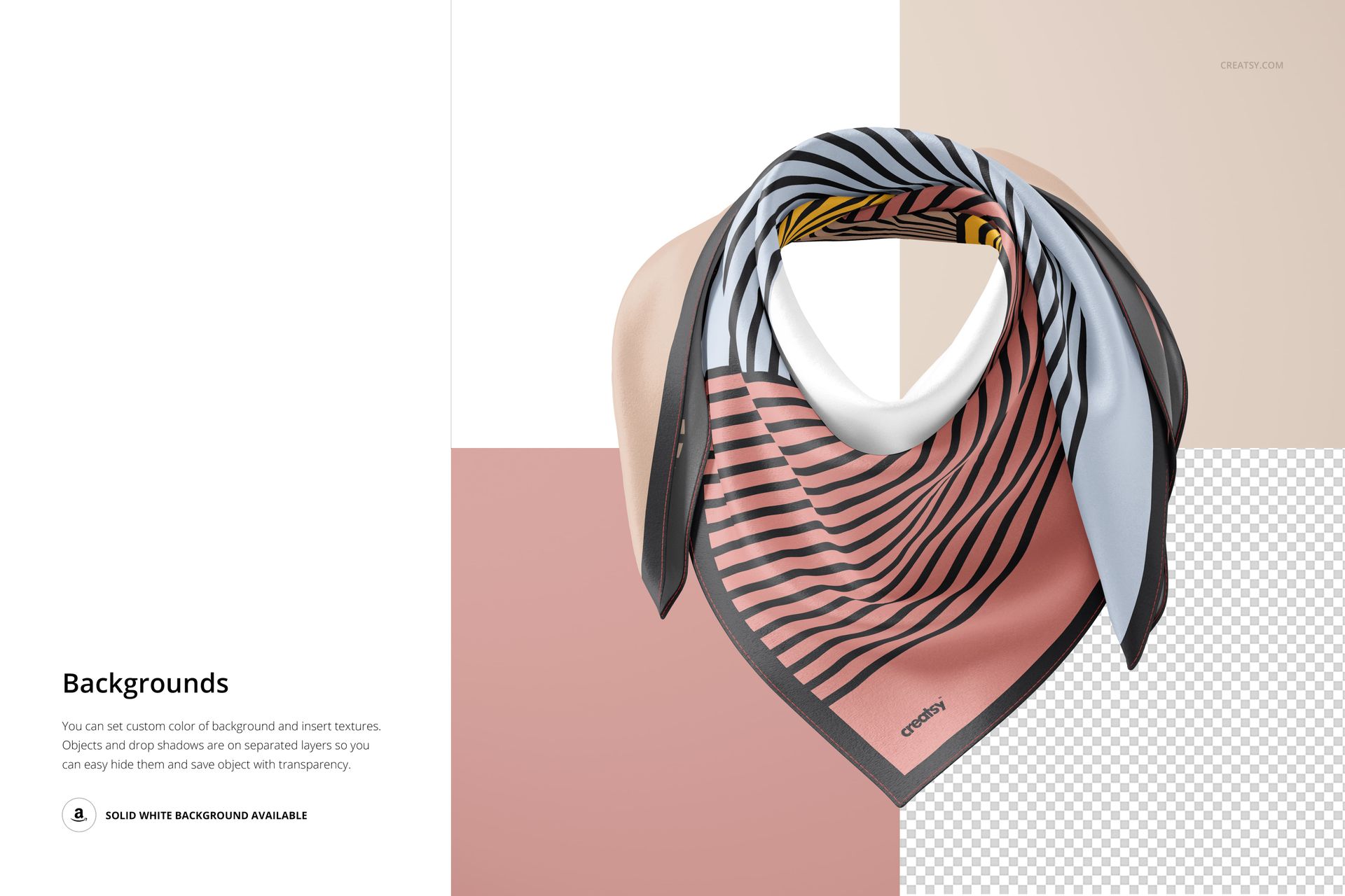 Wrapped Silk Scarf on Ghost Mannequin Mockup - mockup screenshot 5