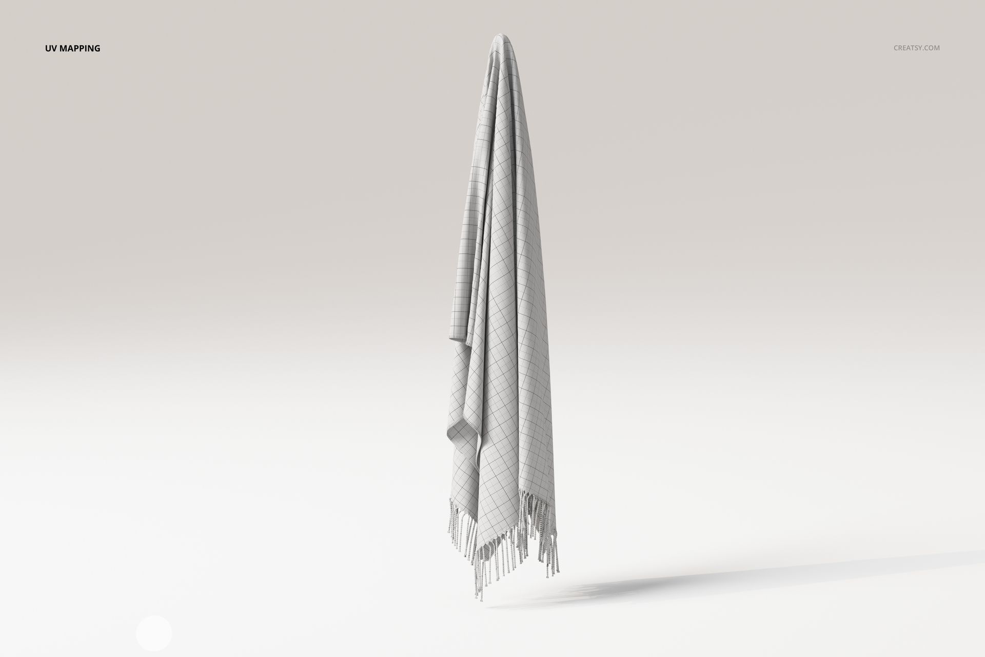 Wall-hanging fringe blanket with a subtle grid pattern, shown from the front against a plain light background.