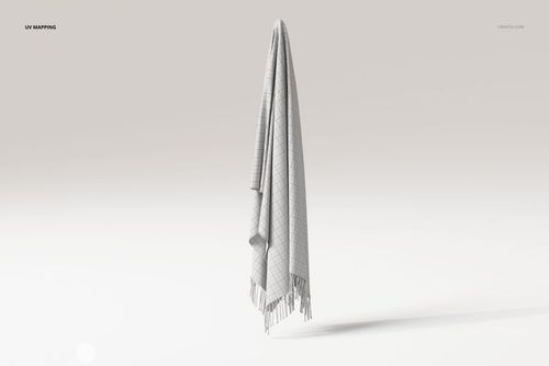 Wall-hanging fringe blanket with a subtle grid pattern, shown from the front against a plain light background.