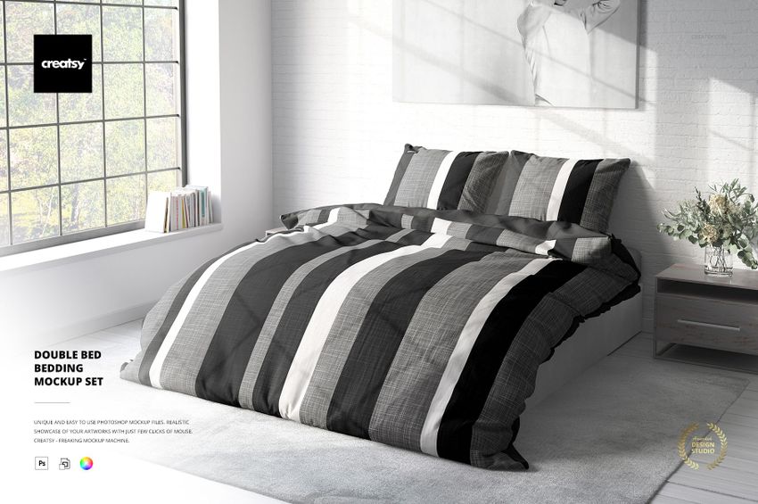 Double Bed Bedding Mockup Set - mockup screenshot 1