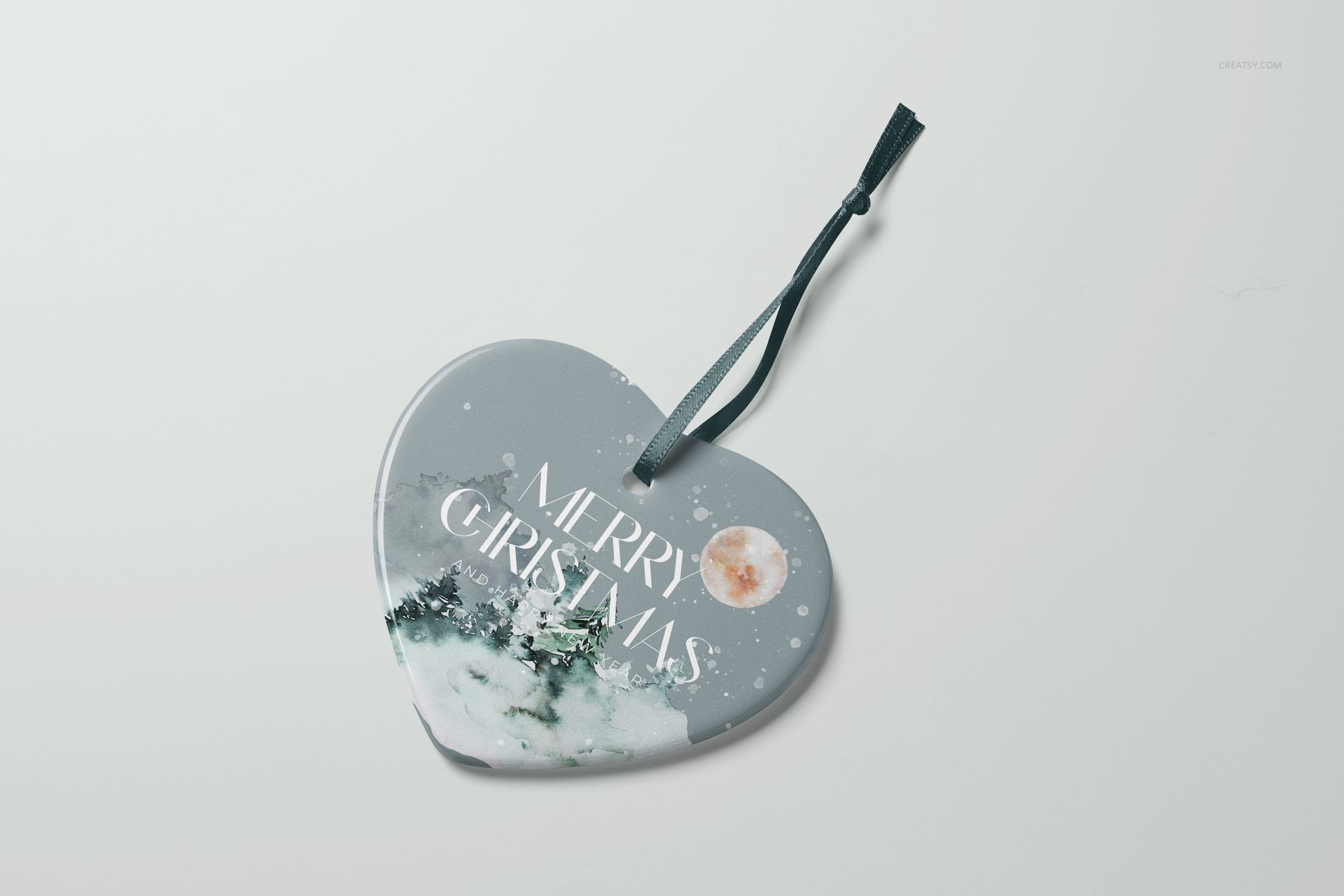 Contrado Heart Shape Ceramic Christmas Ornament Mockup Set - mockup screenshot 7