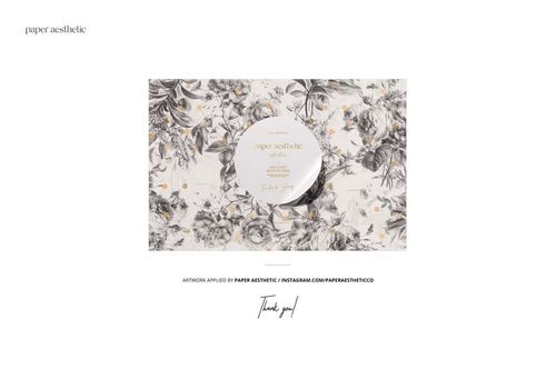 Front view of a Christmas-themed PSD mockup featuring a vintage floral gift box with gold accents on a white background.