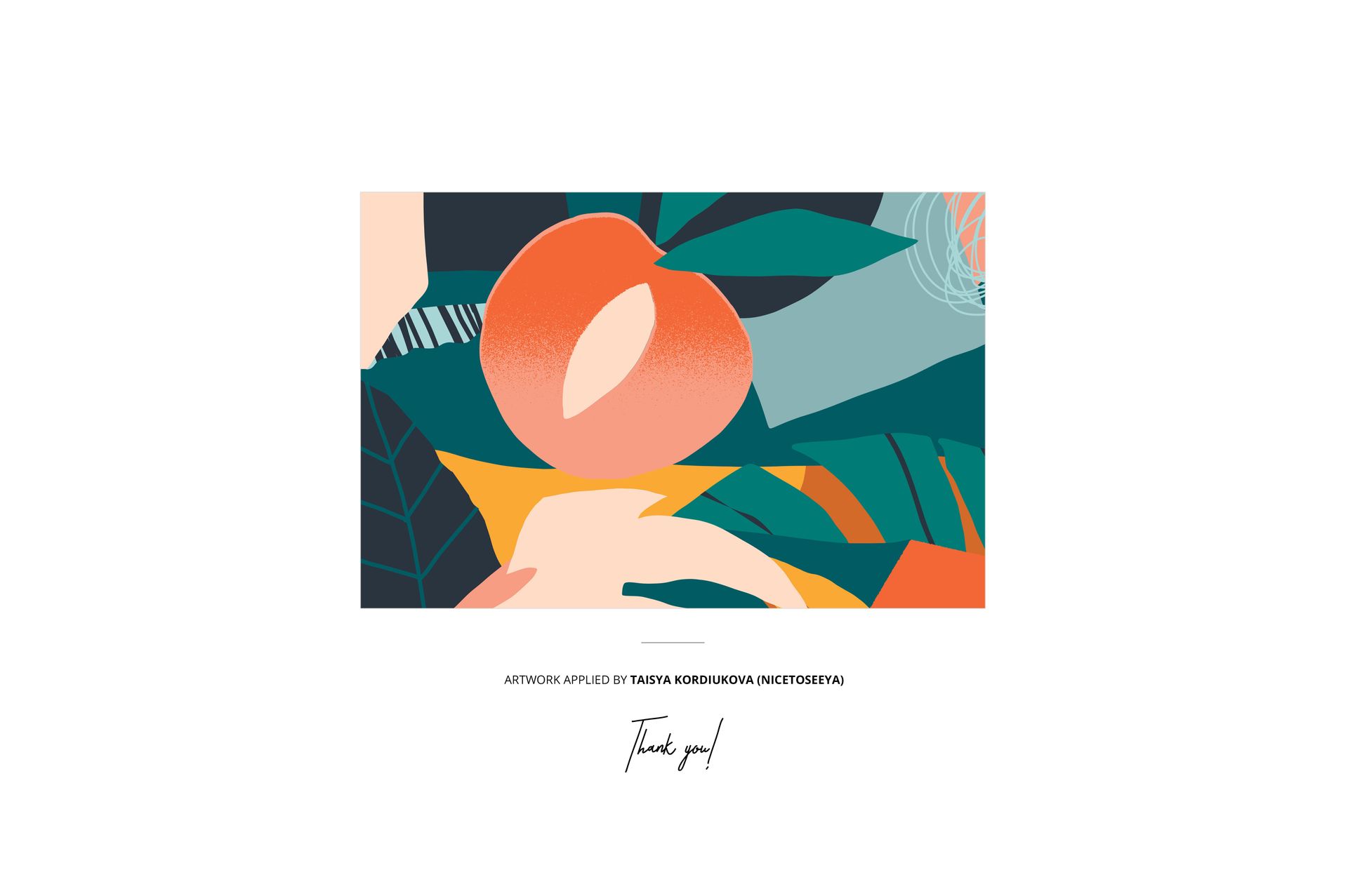 Front view of a large poly canvas tote bag mockup featuring a colorful abstract fruit and leaf pattern design.