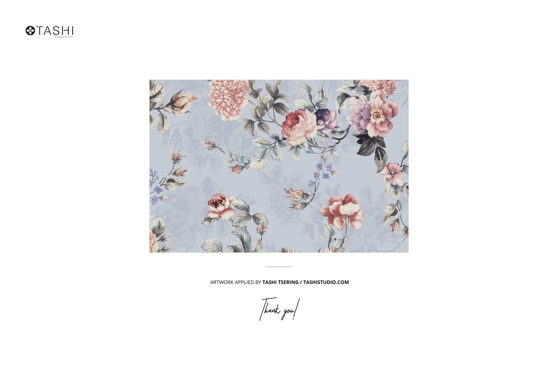 Jersey fabric mockup featuring a pile of material with scissors and buttons, decorated with a floral pattern on a light blue background.