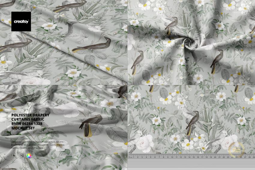 Polyester Drapery Curtains Fabric BN00 Mockup Set - mockup screenshot 1