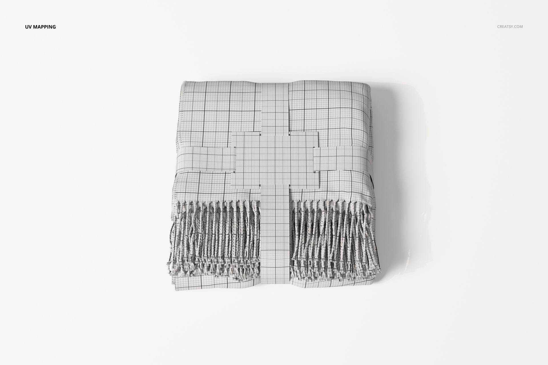 Folded Fringe Blanket with Label 3D Model - mockup screenshot 5