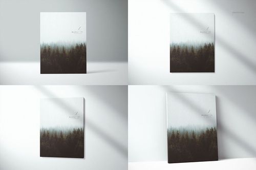 Gallery wrap canvas mockup set with nature-inspired design, presented in front, angled, and side views on a white wall.