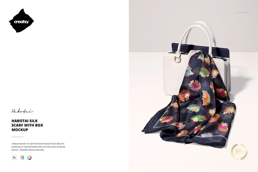 Habotai Silk Scarf with Handbag Mockup - mockup screenshot 1