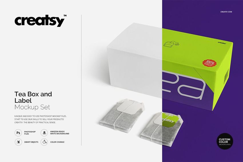 Tea Box and Label Mockup Set - mockup screenshot 1