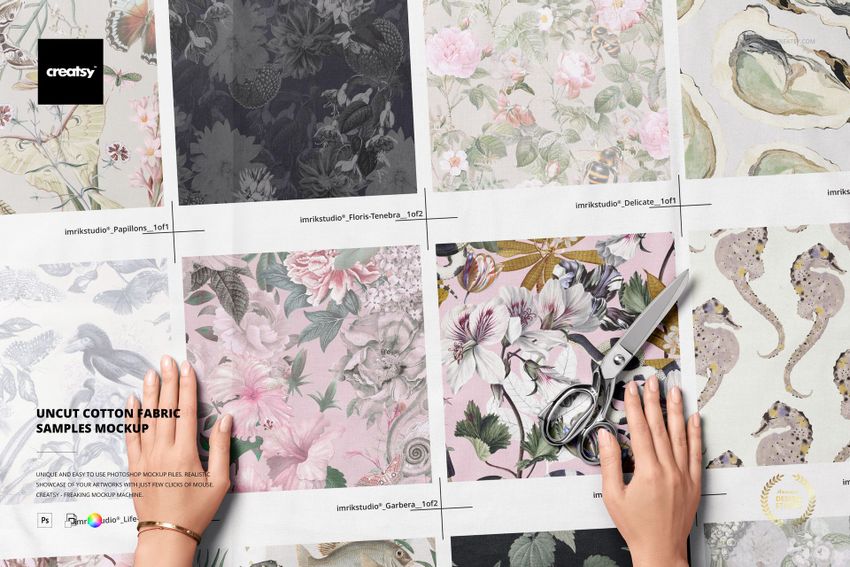 Uncut Cotton Fabric Samples Mockup - mockup screenshot 1