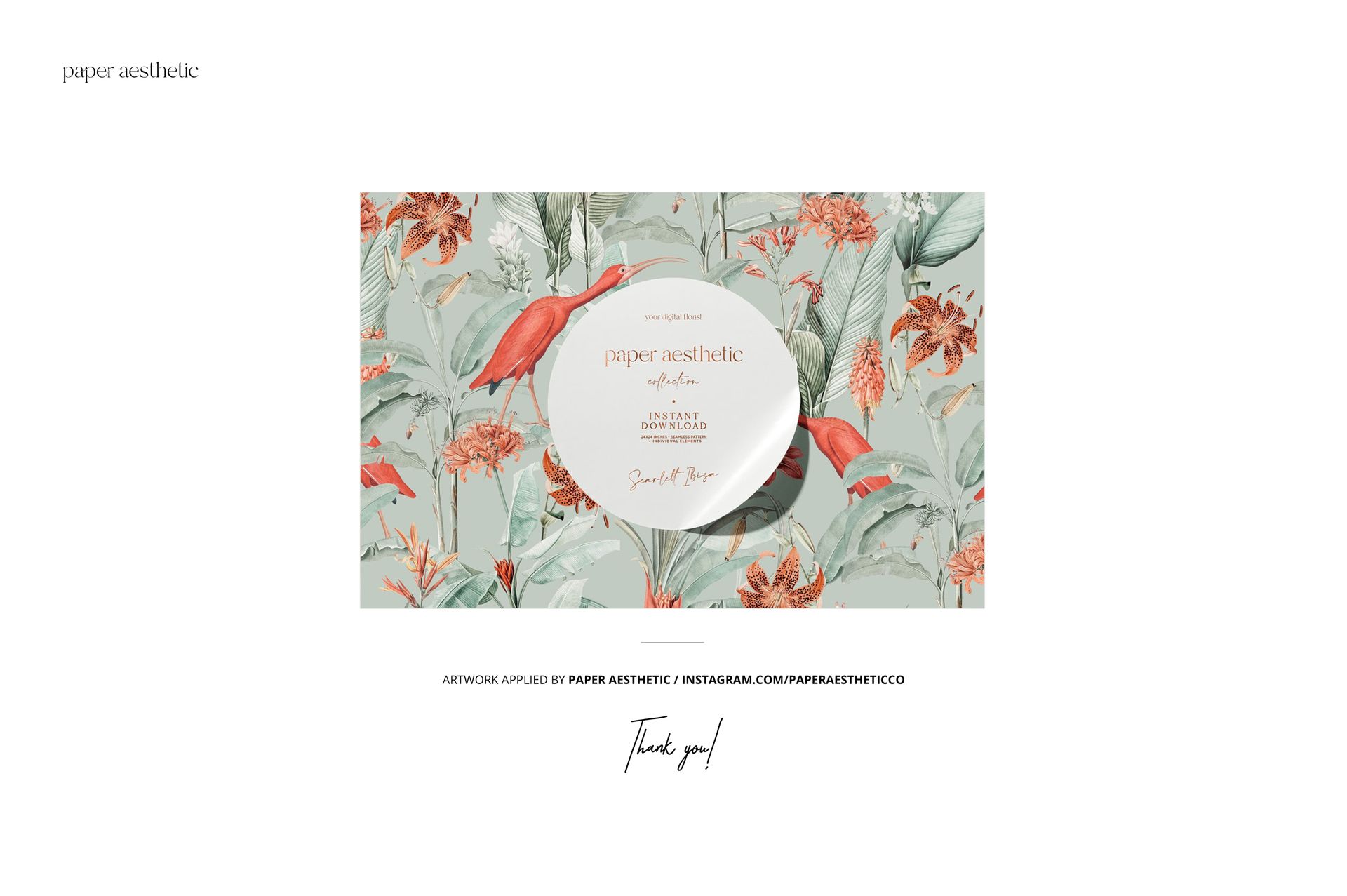 Front view of a rectangular canvas pouch mockup featuring botanical designs in muted red and green colors.