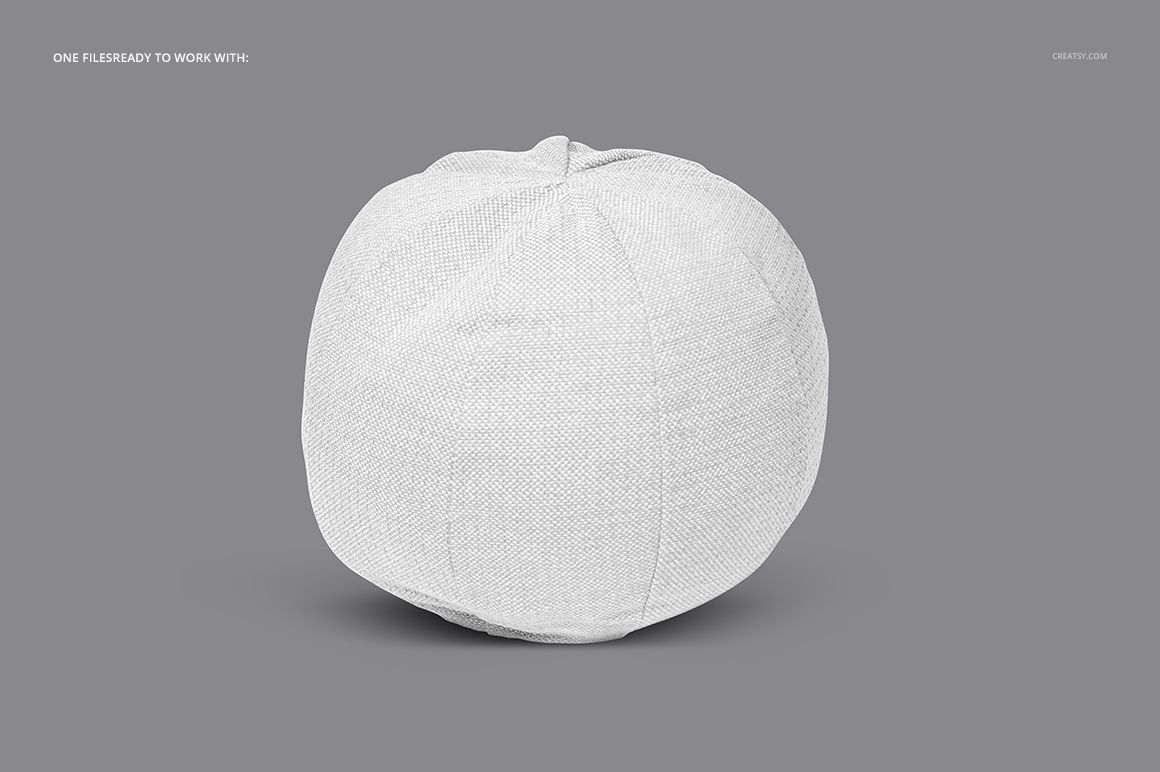 Round pillow mockup displayed against a solid gray backdrop, highlighting its soft fabric texture and contours.