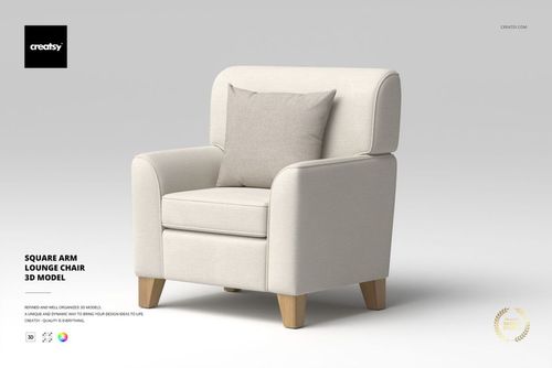 Square Arm Lounge Chair 3D Model - mockup preview 1