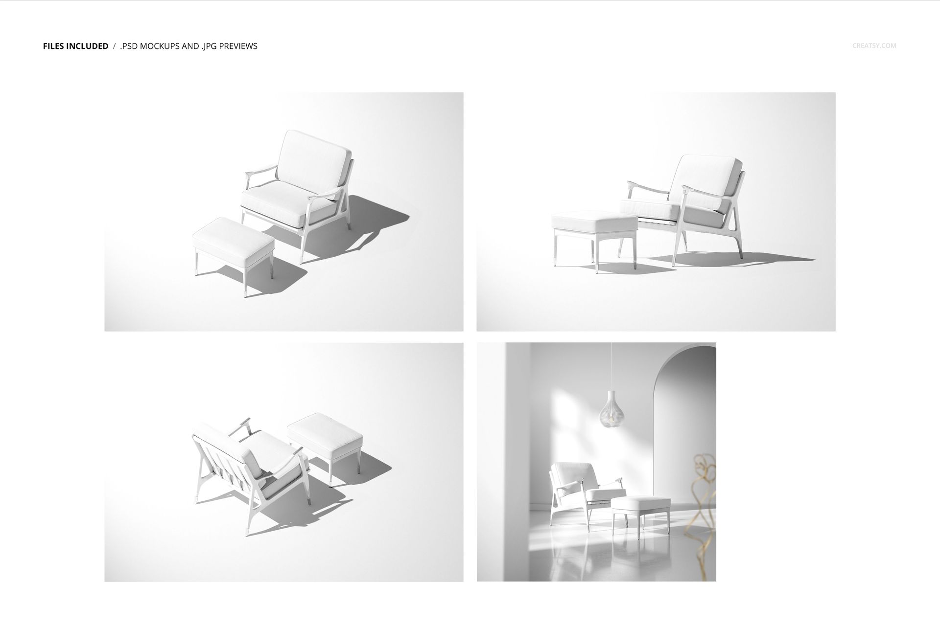 Lounge Chair & Ottoman Mockup Set - mockup screenshot 2