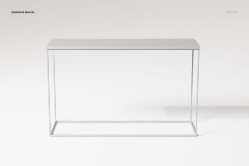 Minimalist console table with a slim metal frame and rectangular top, shown from the front on a light background.