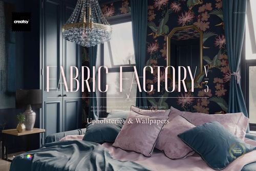 Fabric Factory v.3 Mockup Bundle (Upholsteries & Wallpapers) - mockup preview 1