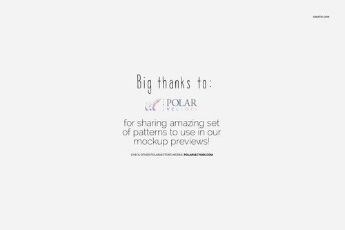 Text on a light gray background expressing thanks to Polar Vectors for sharing patterns for mockup previews.