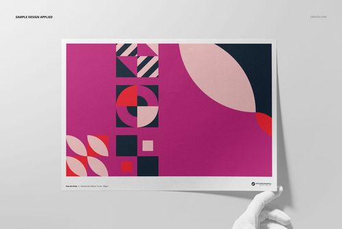 Front view of a Hahnemühle William Turner art print mockup featuring bold geometric patterns in pink and navy.