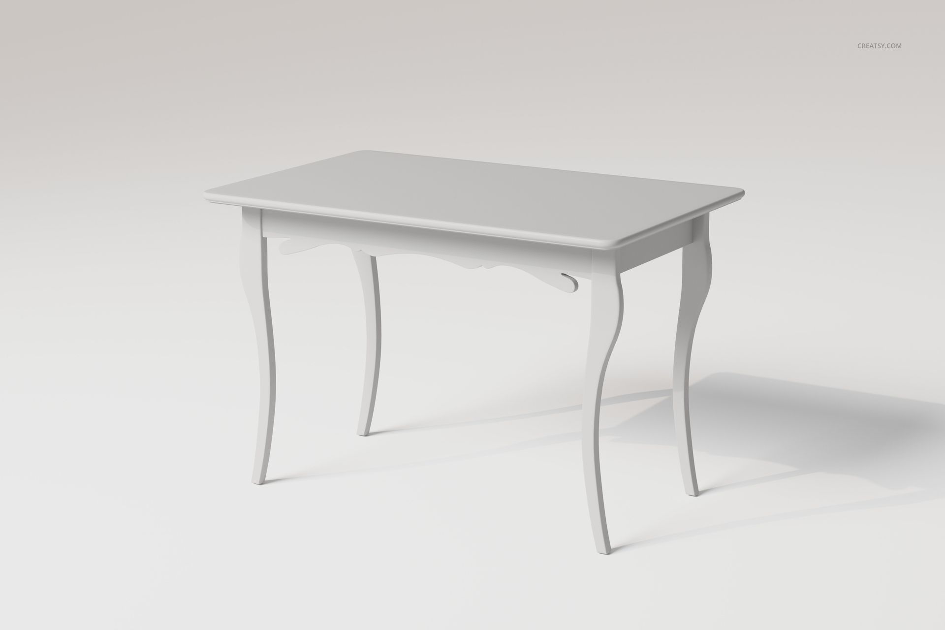 Rectangular wooden accent table with cabriole legs shown from a front angle on a plain background.