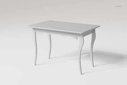 Rectangular wooden accent table with cabriole legs shown from a front angle on a plain background.