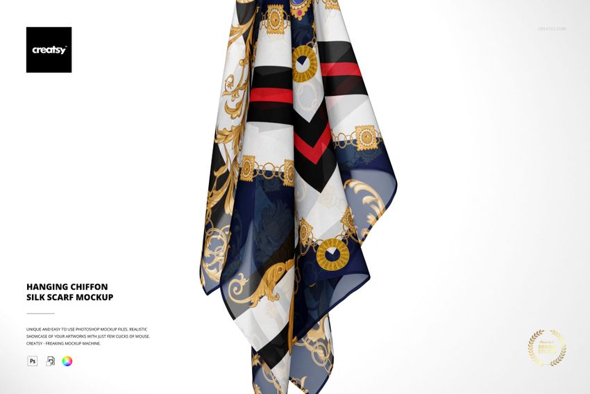 Hanging Chiffon Silk Scarf Mockup - mockup screenshot 1