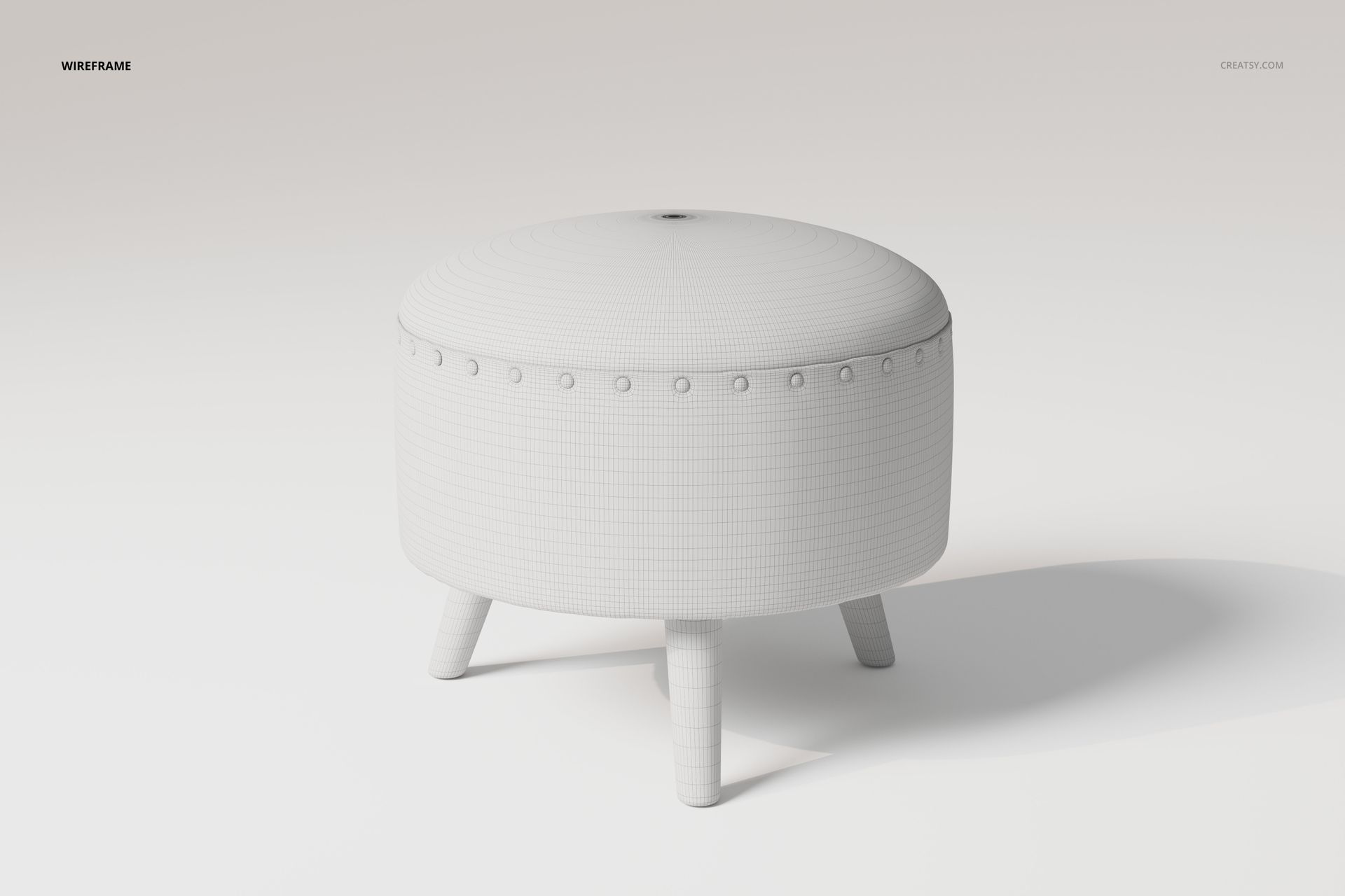 Leather-Upholstered Ottoman 3D Model - mockup screenshot 5