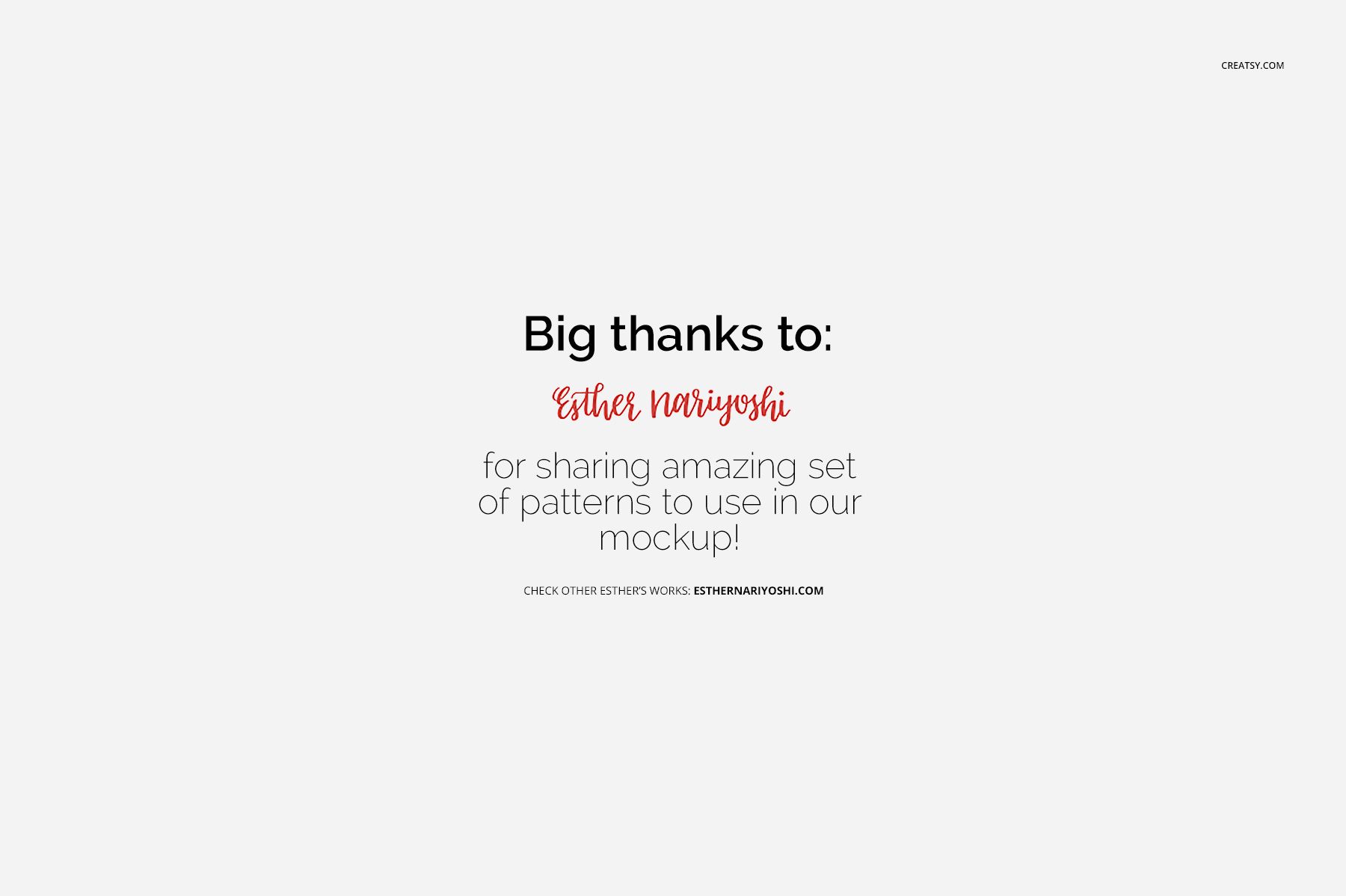 Text thank you message to Esther Nariyoshi displayed on a plain white background, with black and red fonts.