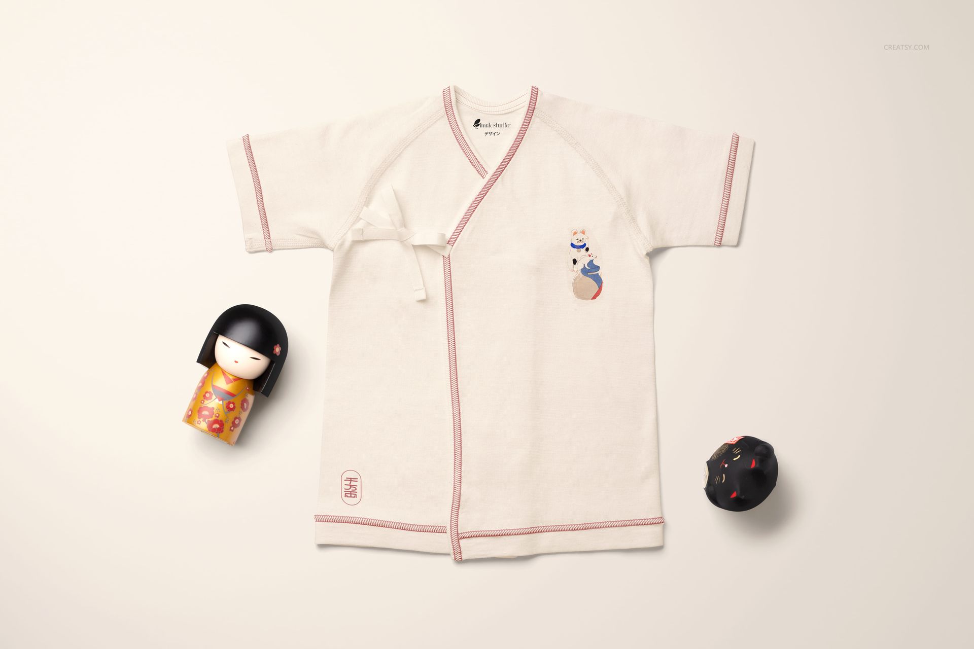 Organic Cotton Baby Undershirt Kimono Bodysuit Mockup Set - mockup screenshot 11