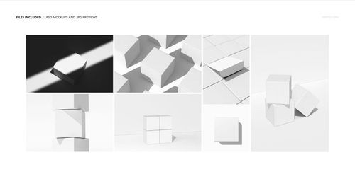 Square box mockup set featuring multiple white boxes in various arrangements and lighting on a plain background.